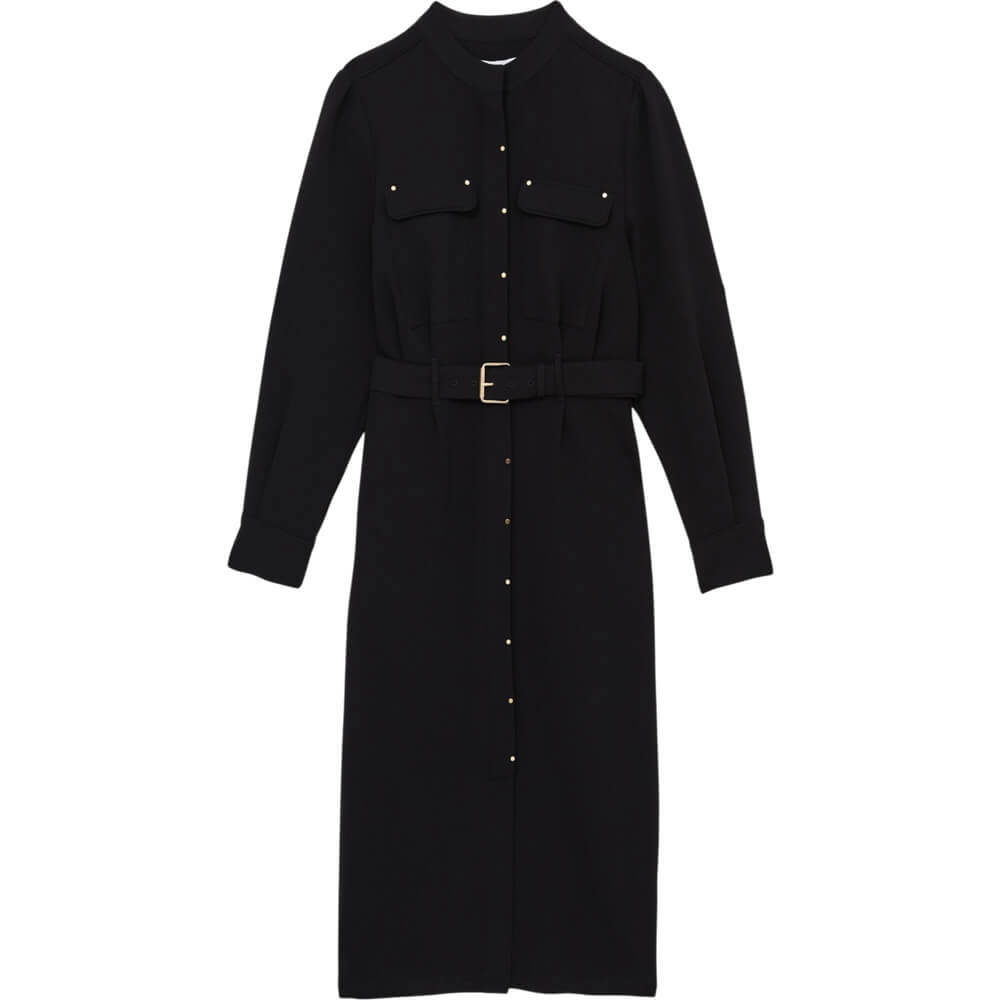 REISS ISLA Twill Belted Shirt Dress